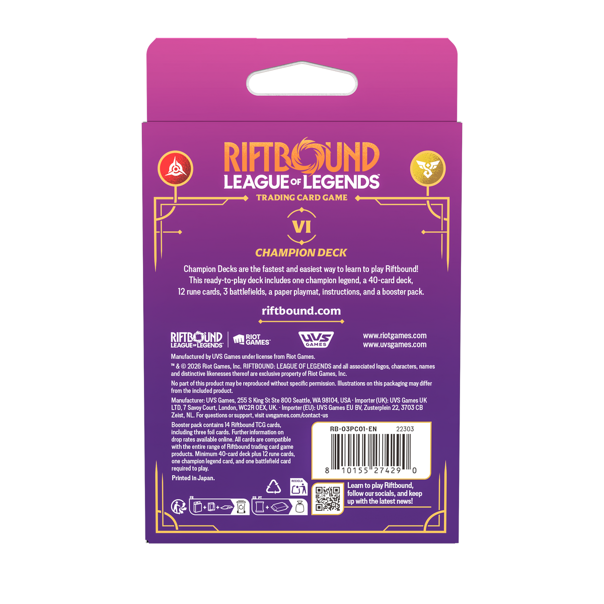 Riftbound Unleashed Champion Deck – Vi