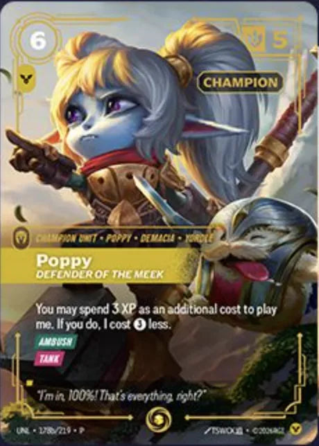 Riftbound promo: Poppy – Defender of the Meek