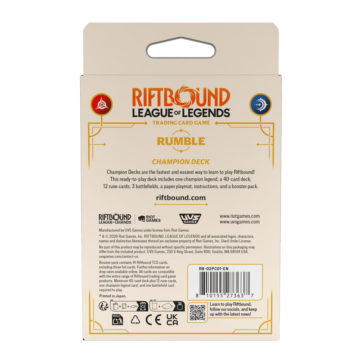 Riftbound Spiritforged Champion Deck – Rumble
