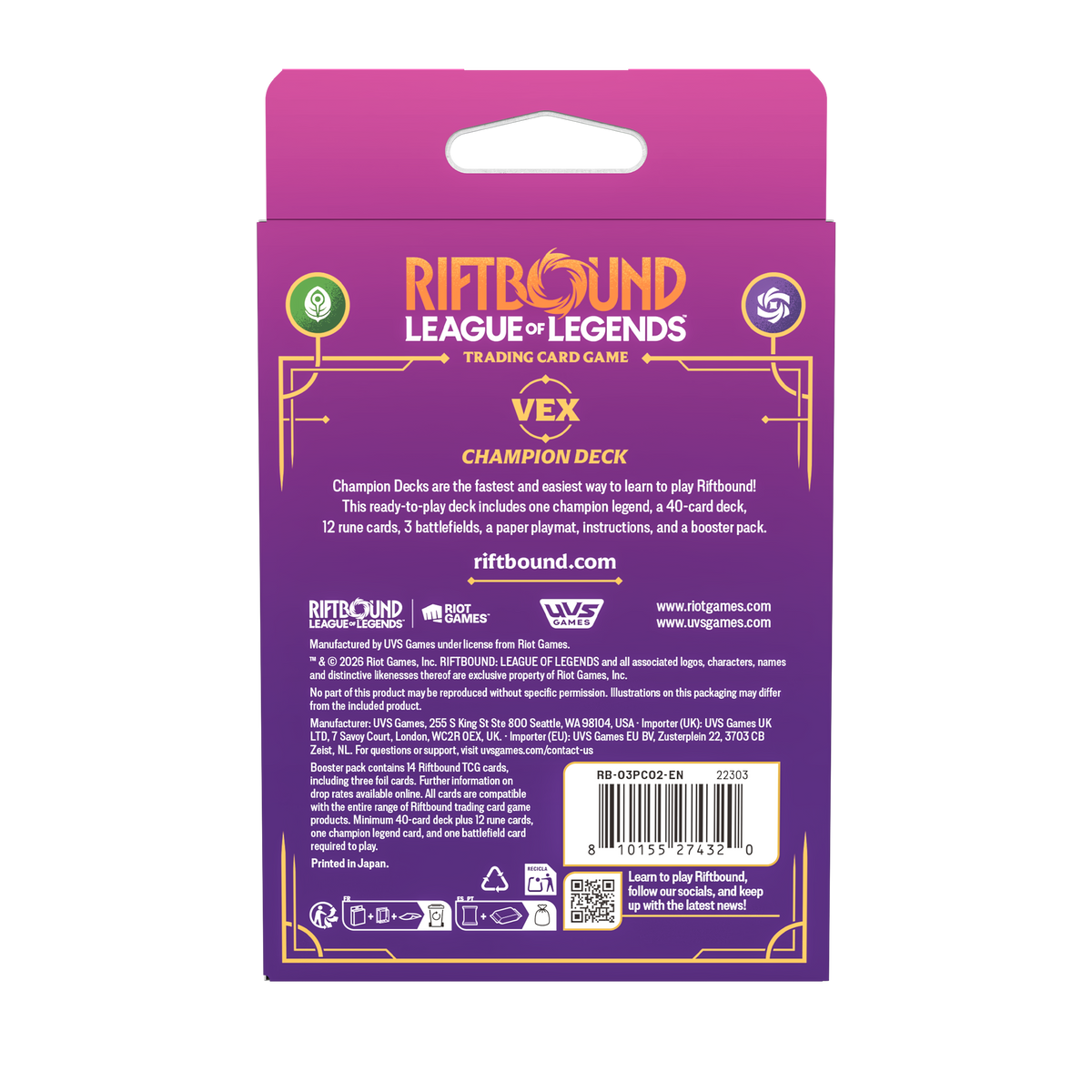 Riftbound Unleashed Champion Deck – Vex